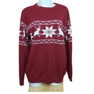 BULA Wool Blend Knitted Crewneck Deer Snowflakes Sweater made in Canada UNISEX